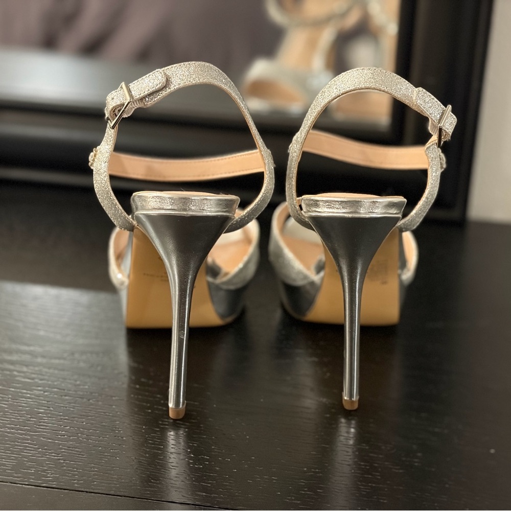 Sparkling Silver Platform Heels - image 3